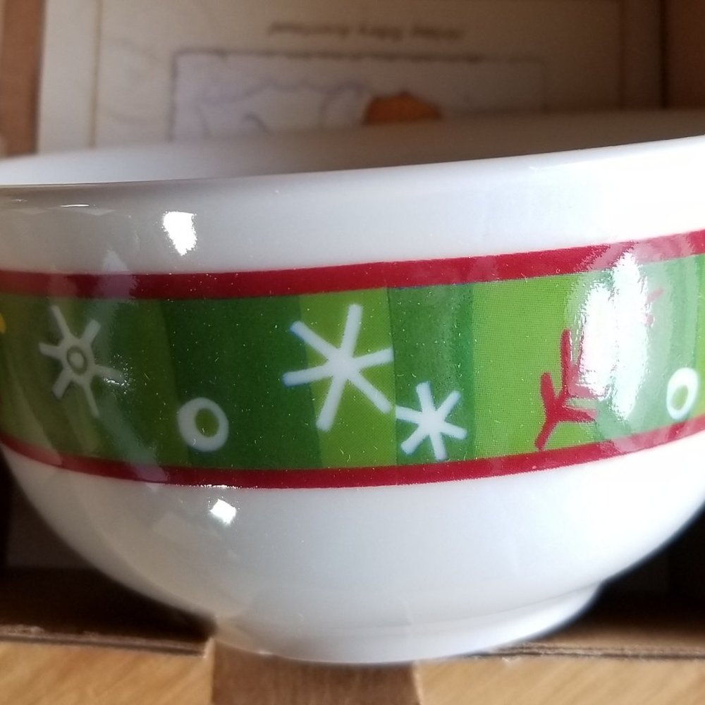 Longaberger Pottery Holiday Bowl & Snowman Spreader  -  NIB